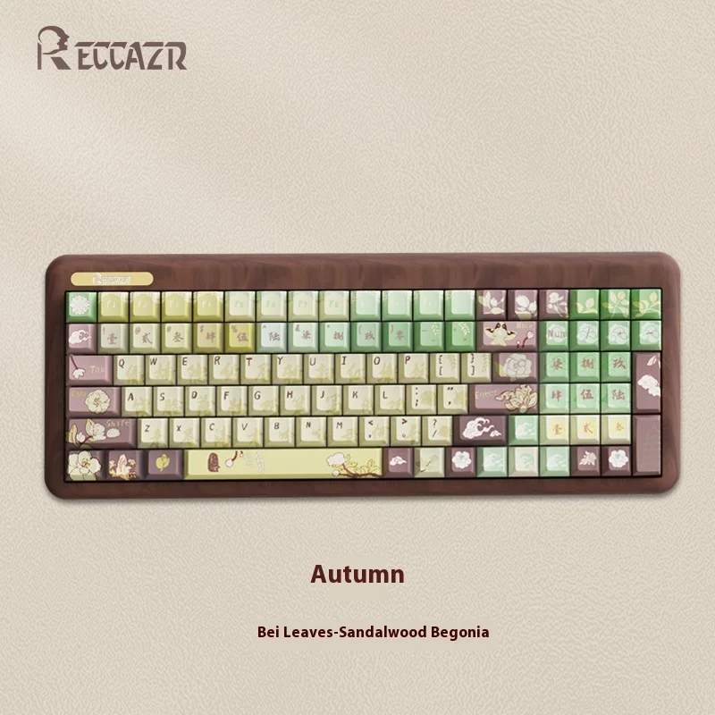 RECCAZR R100 Walnut Mechanical Keyboard Three Mode Hot swap Wireless Bluetooth Game Office RGB Custom Mechanical Keyboard Gifts