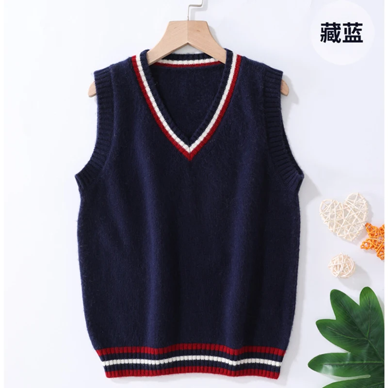 

children's pure wool vest V-neck sleeveless pullover head color blocked sweater for boys girls cashmere knitted vest for babies