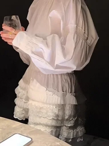 Korean Style High Waist A-Line Shortie Skirt Lace Trimmed Summer Hot Pants Women's Fashion Commute Style Patchwork Casual Pants