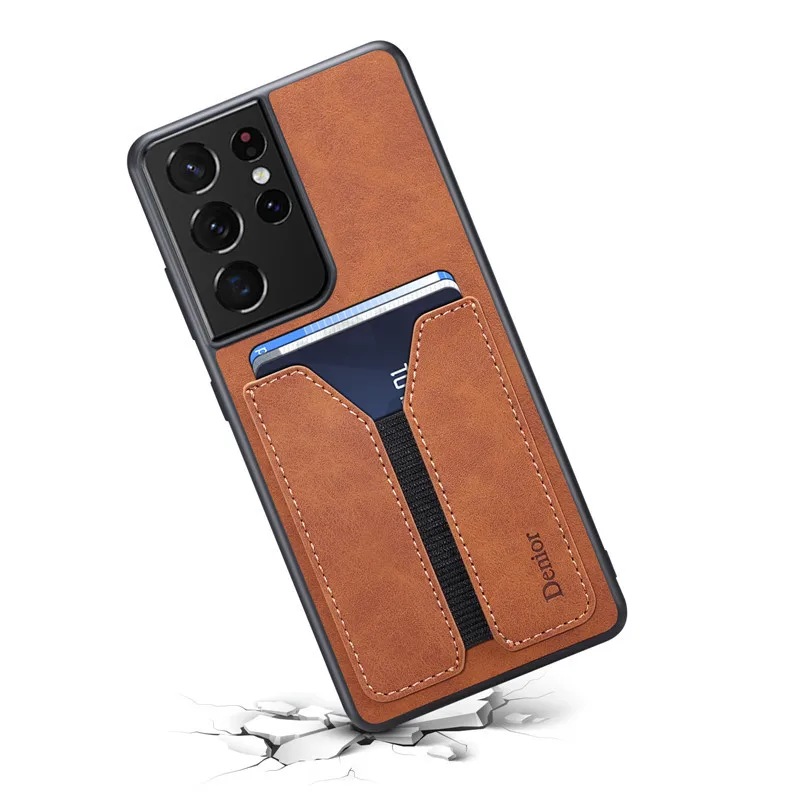 Luxury Soft Leather Phone Case For Samsung Galaxy S24 S23 FE S22 S21 S20 Ultra Plus S10 Note 20 Note 9 A05S Cover With card Slot