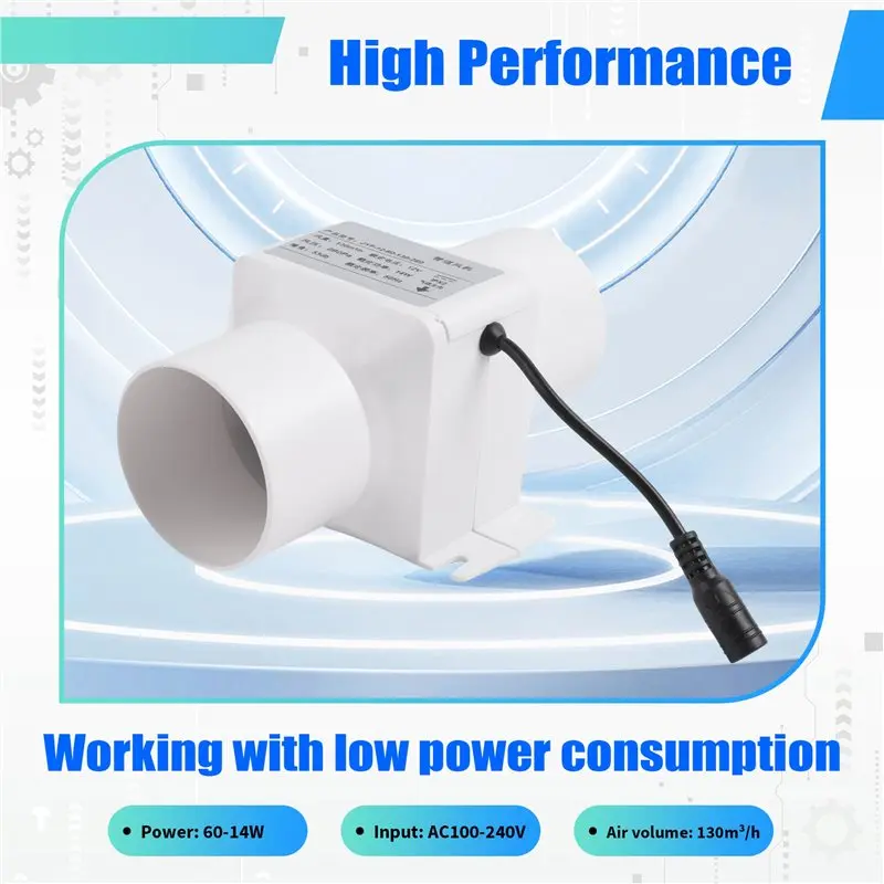 AS94-Low Noise 60Mm Extractor Fan Hydroponic Air Blower Speed-Regulating Exhaust Fan Duct For Home Bathroom Ventilation