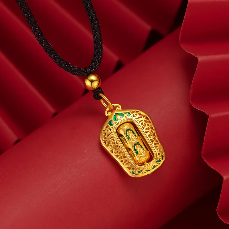 Vintage Ethnic of Pendant Necklace 18k Gold Rotate Choker Charm Black Cord Factory Price Jewelry