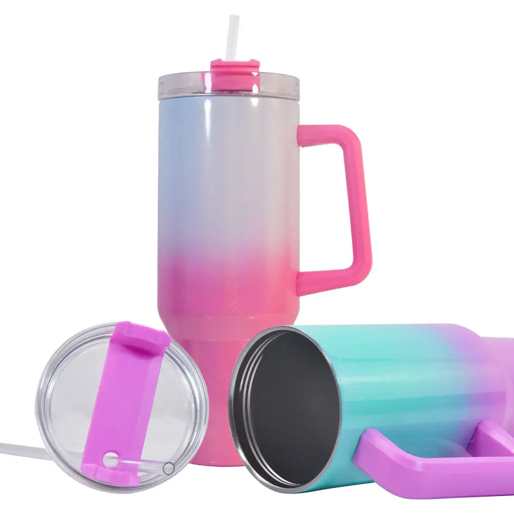 Vesub Double Wall Stainless Steel Insulated 40oz Sublimation Tumblers with Handle Blank Tumbler Cups