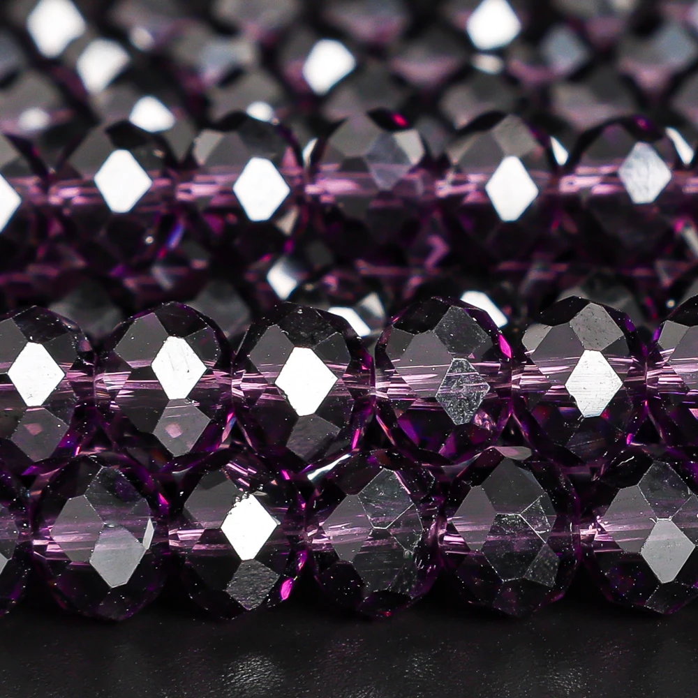 

High-Quality Violet Faceted Glass Beads 4/6/8mm Brilliant Near-Spherical Shape Loose Bulk Beads for Bracelets Necklaces