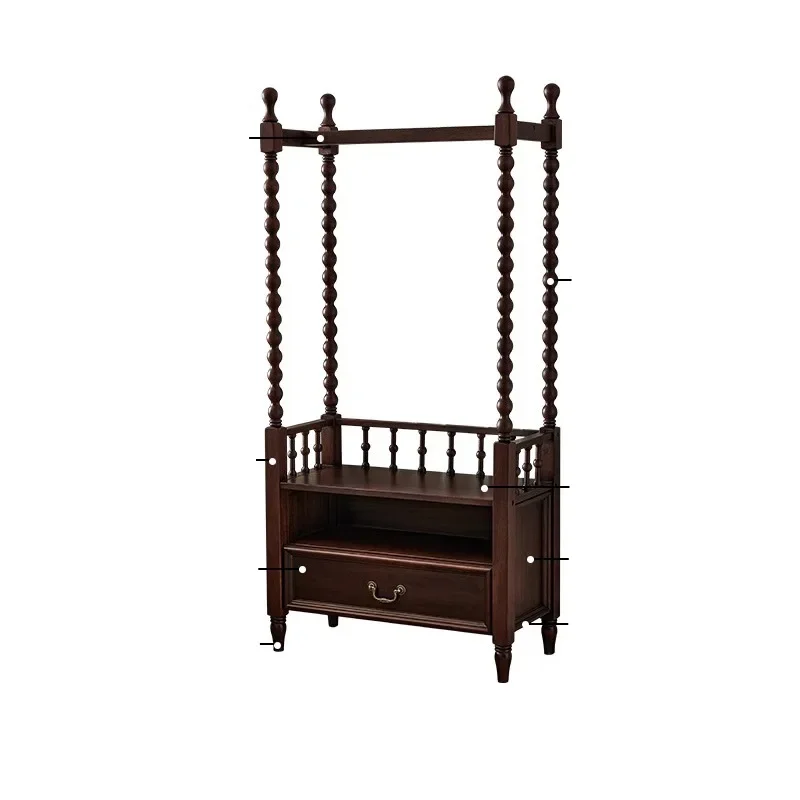 

French retro solid wood coat rack, medieval style floor-to-ceiling hanger in the bedroom