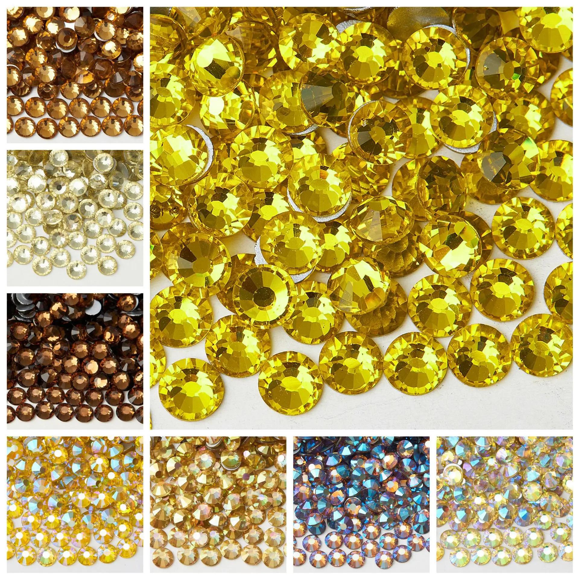 

Yellow Citrine/Topaz series glass crystal Rhinestones flat back DIY nail art Rhinestones decoration accessories