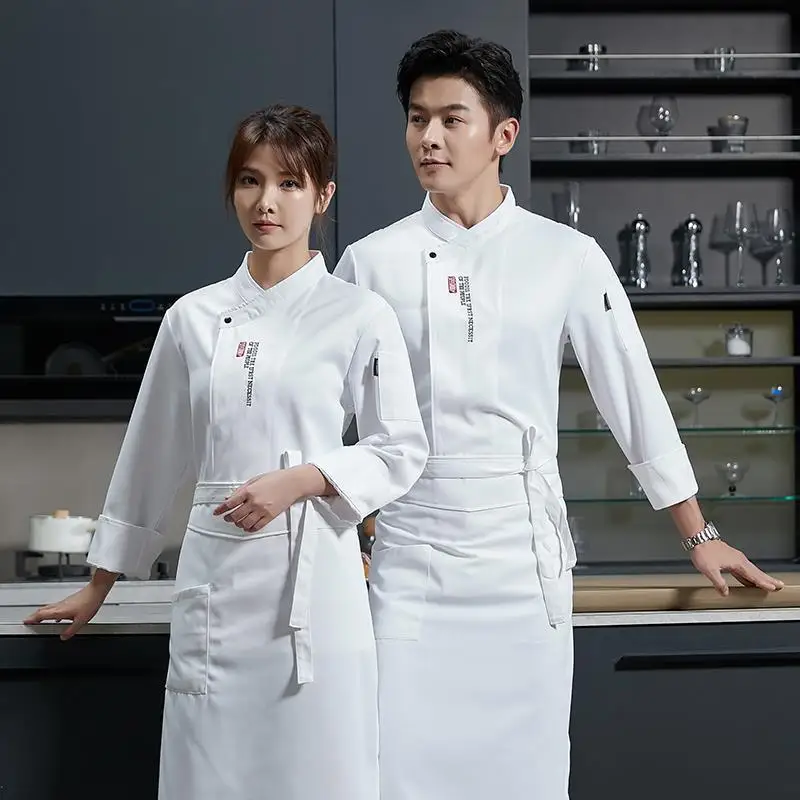 Chef Overalls ผู้ชายแขนยาวเชฟ Uniform ห้องครัวเสื้อผ้า Catering ร้านอาหารโรงแรมทำงานเสื้อผ้า Canteen ฤดูใบไม้ร่วงและฤดูหนาว