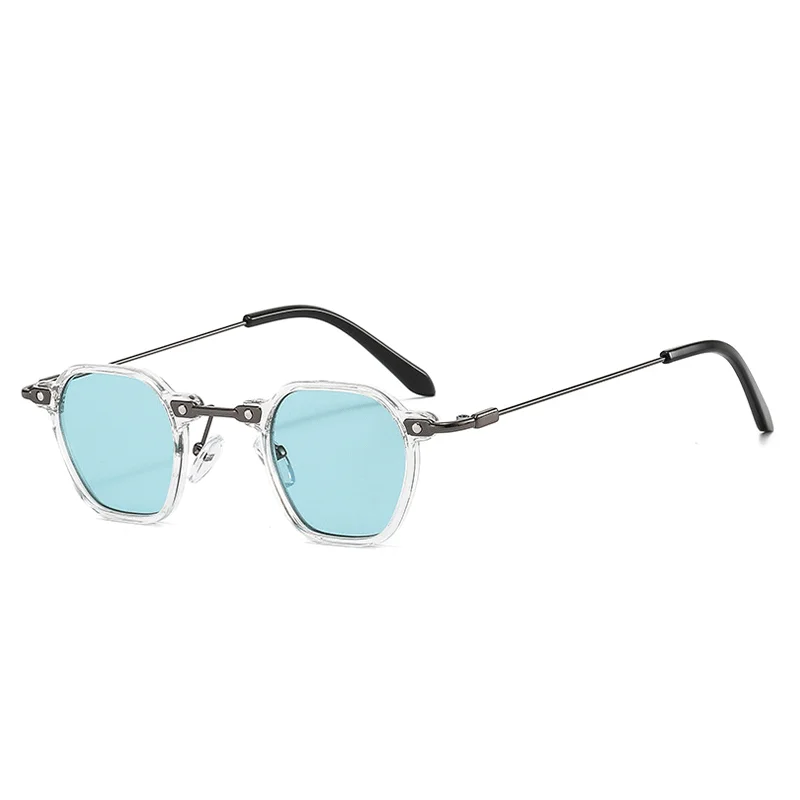 Neue Quadratische Retro Steam Punk Sonnenbrille Männer Frauen Runde Shades Gradienten Gläser Klare Linse Vintage Fahren Brillen Ozean Farbe – Detail 11