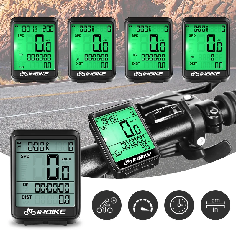 INBIKE Bike Computer Speedometers Waterproof Bicycle Odometers Computer Watch LED Digital Wireless Wired MTB Cycling Accessories