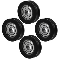 4 Pcs Heavy Duty Bearing Pulley Sliding Doors Groove Wheel Window Roller Track Hardware Universal Gate Wheel U Groove Steel
