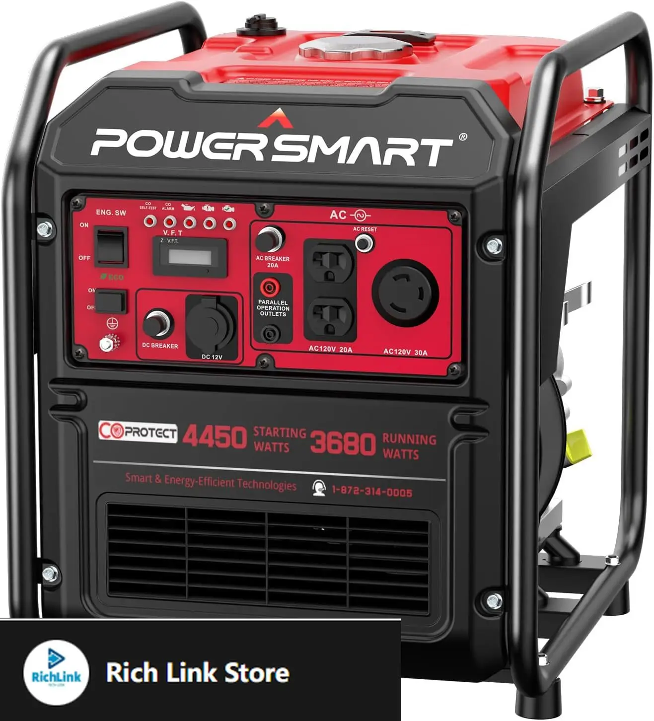 

4450-Watt Gas Powered Portable Generator with Inverter Technology, CO Sensor, RV Ready 30A Outlet