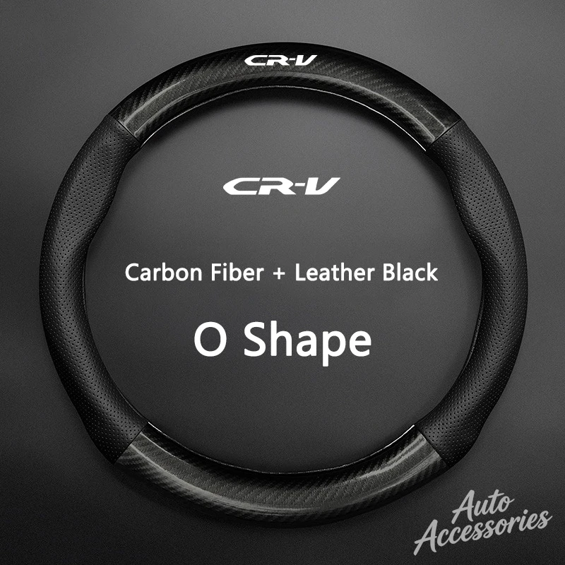 38cm Car Anti-Slip Steering Wheel Cover Carbon Fiber Leather Cover For Honda CRV Mugen Power Civic Accords Hrv Jazz CBR VTEC VFR
