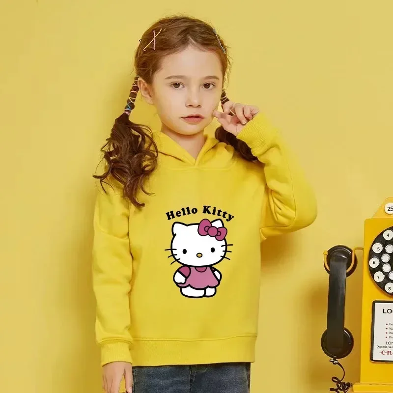 

Hello Kitty Hoodie Kids Sweatshirt Kawaii New Sanrio Pullover Fashion Anime Cartoons Casual Clothes Girls Boy Kids Warm Top