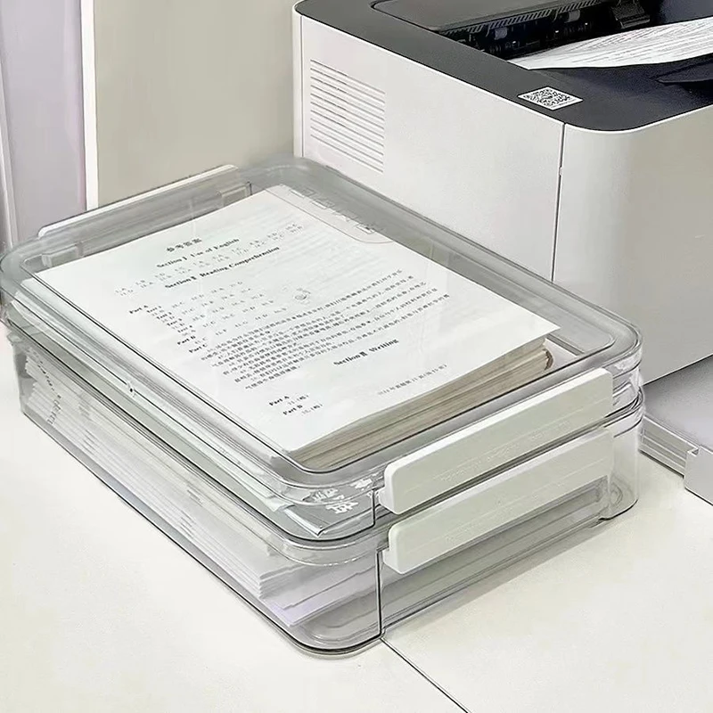 

Desktop Test Paper Storage Box Finishing Box Transparent Plastic Certificate A4 File Storage Box Archive Box