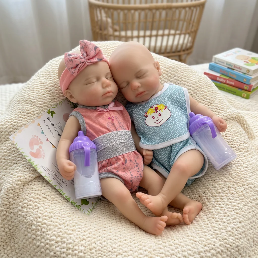 Reborn Baby Doll Silicone Realistic - 13インチの全身シリコン製リボーンベビー人形「ルルー」。目を閉じた状態で、頭髪はなく、新生児のようにリアルで、触り心地の良い柔らかい素材を使用。コレクションやギフトに最適。