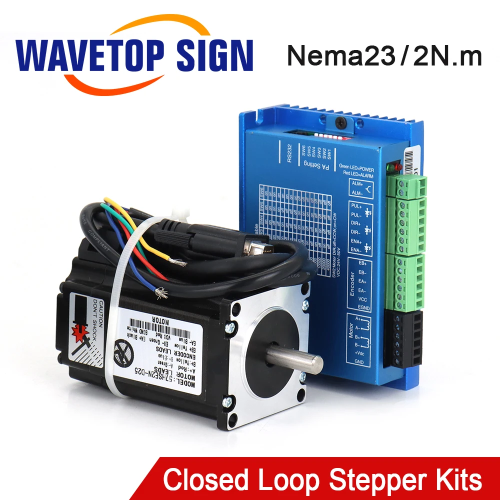 WaveTopSign JSS Nema23 2N.m Kits de Motor Paso a Paso de Circuito Cerrado con Eje de 8mm 4.2A HSS57+57HSE2N-D25 para Máquina de Grabado CNC
