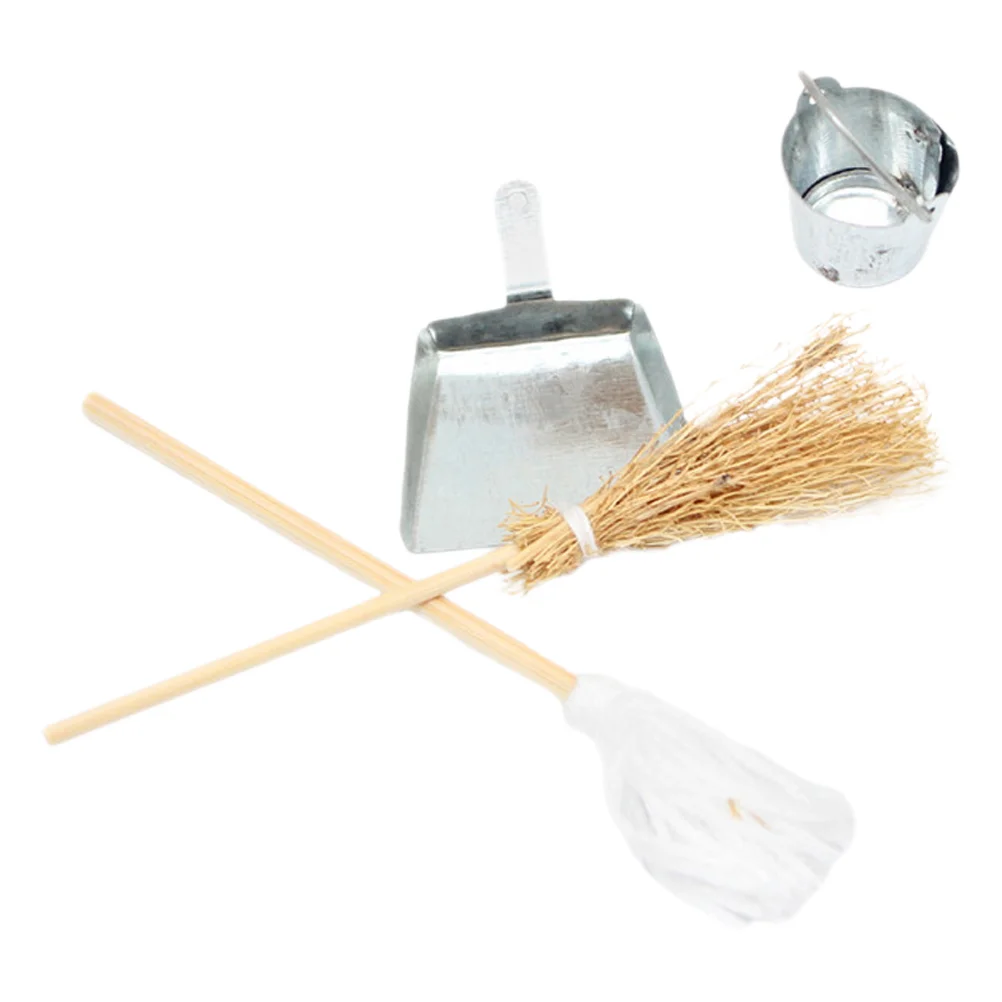 Accessories House Broom Mini Bucket Wood Furniture Model Miniature Cleaning Kit