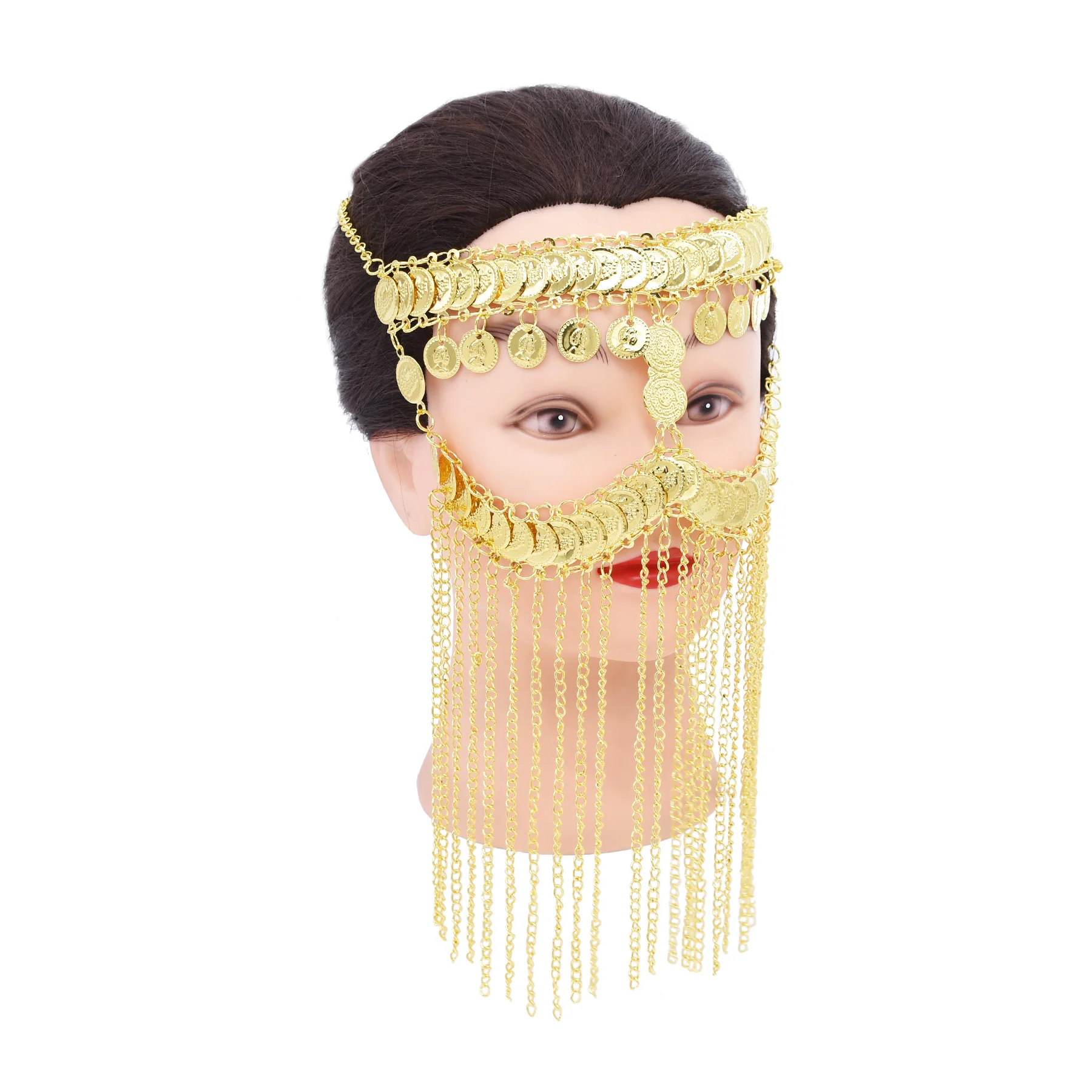The Middle East Coin Headwear Long Chains Face Curtains Vintage Ethnic Banquet Fashion Women Ornament
