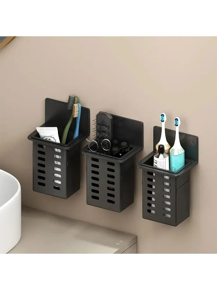 Wandmontierter Abfluss-Zahnbürstenhalter für den Haushalt, Kosmetik-Aufbewahrungsbox, keine Installation erforderlich, Stäbchenhalter, Stifthalter, multifunktional – Detail 2