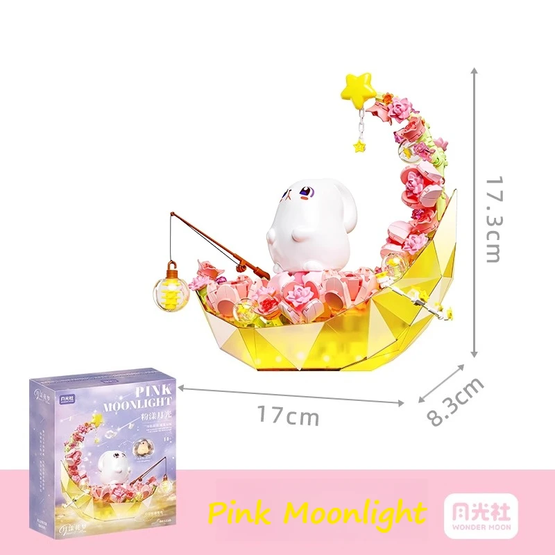 

Moonlight Society Building Blocks Kawaii Assembled DIY Glowing Moon Night Light Lamp Building BlocksToys Girls Creative Gift