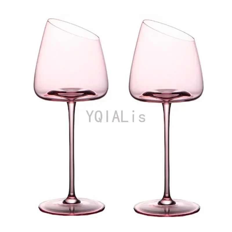 2pcs Romantic Holiday Gift Goblet 250-650ml Handmade Crystal Art Oblique Mouth Flamingo Champagne Red Wine Christmas Cups Set