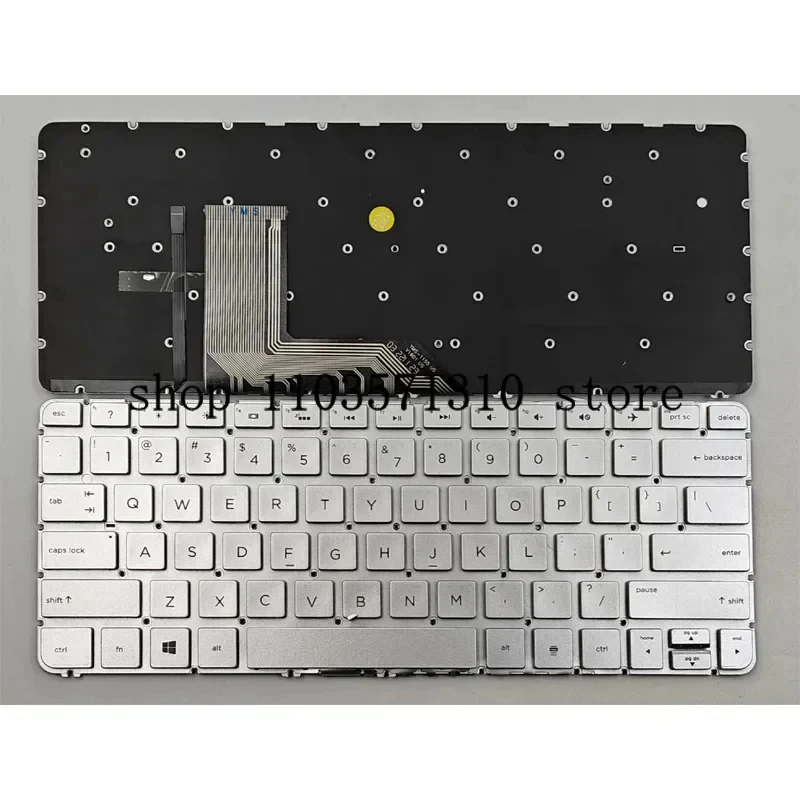 Nuevo Teclado Retroiluminado para Portátil HP Spectre X360 13-4000 13-4100 13-4200 13T-4000 13T-4100 13T-4200 13-4103DX, Diseño Estadounidense, Color Plateado