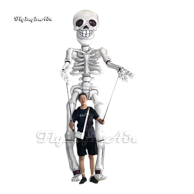 

Funny Walking Inflatable Skull Ghost Puppet Movable Skeleton Zombie White Blow Up Halloween Costume For Carnival Stage Show