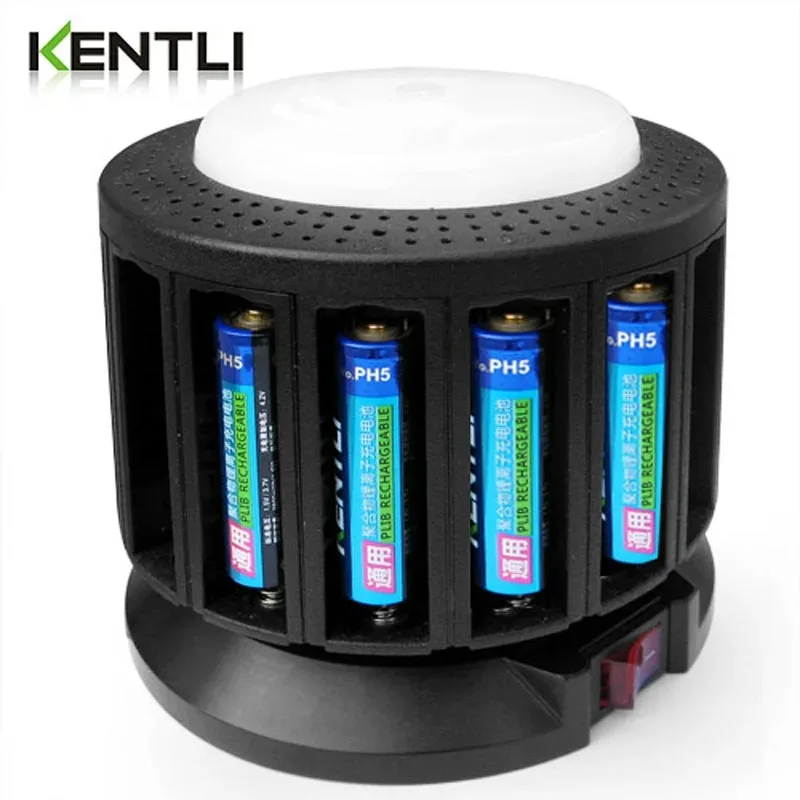 KENTLI-batería recargable de litio AA de 3000mWh, cargador de 16 ranuras, 1,5 V, 1000 ciclos, baterías de iones de litio [16 baterías y 1 cargador]