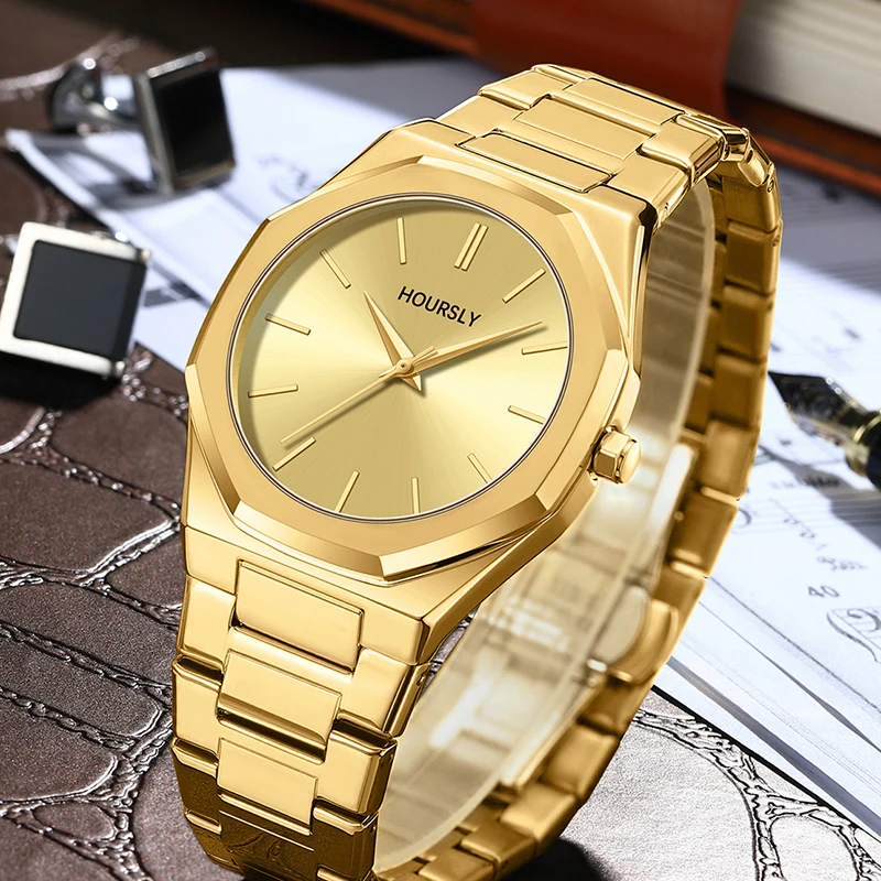 

Лучший бренд, роскошные мужские наручные часы высокого качества с ремешком из нержавеющей стали для мужчин, золотые мужские кварцевые наручные часы, дропшиппинг