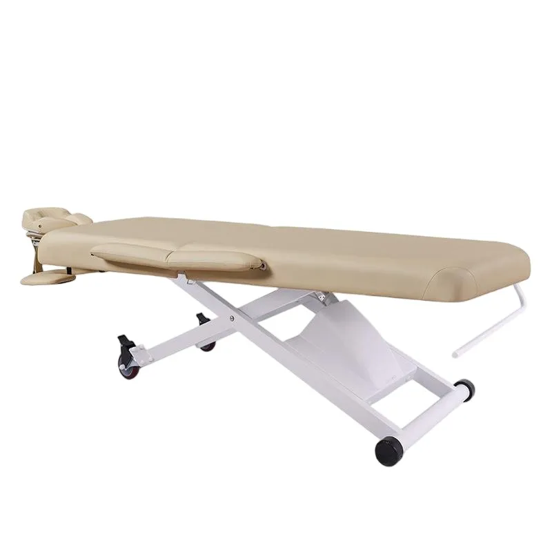 Japanese Style Electric Massage Table Spa Bed Headrest Adjustable Treatment Bed for Clinic Beauty Facial Bed with Wheels