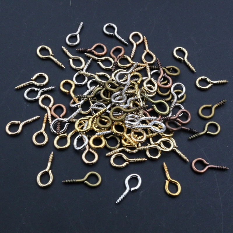 

200pcs Small Tiny Mini Eye Pins Eyepins Hooks Eyelets Screw Threaded Stainless Steel Clasps Hook Jewelry Findings For Making DIY