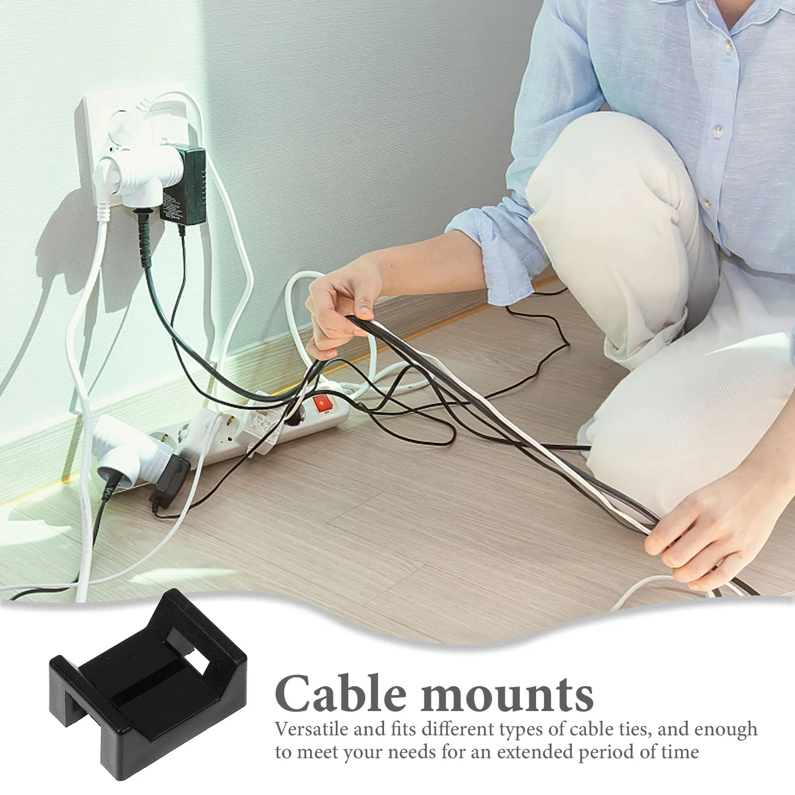 

100 Pcs Cable Fixing Seat Tie Saddle Mount Power Supply Fastening Ties Clips Fixings Nylon Push Bases