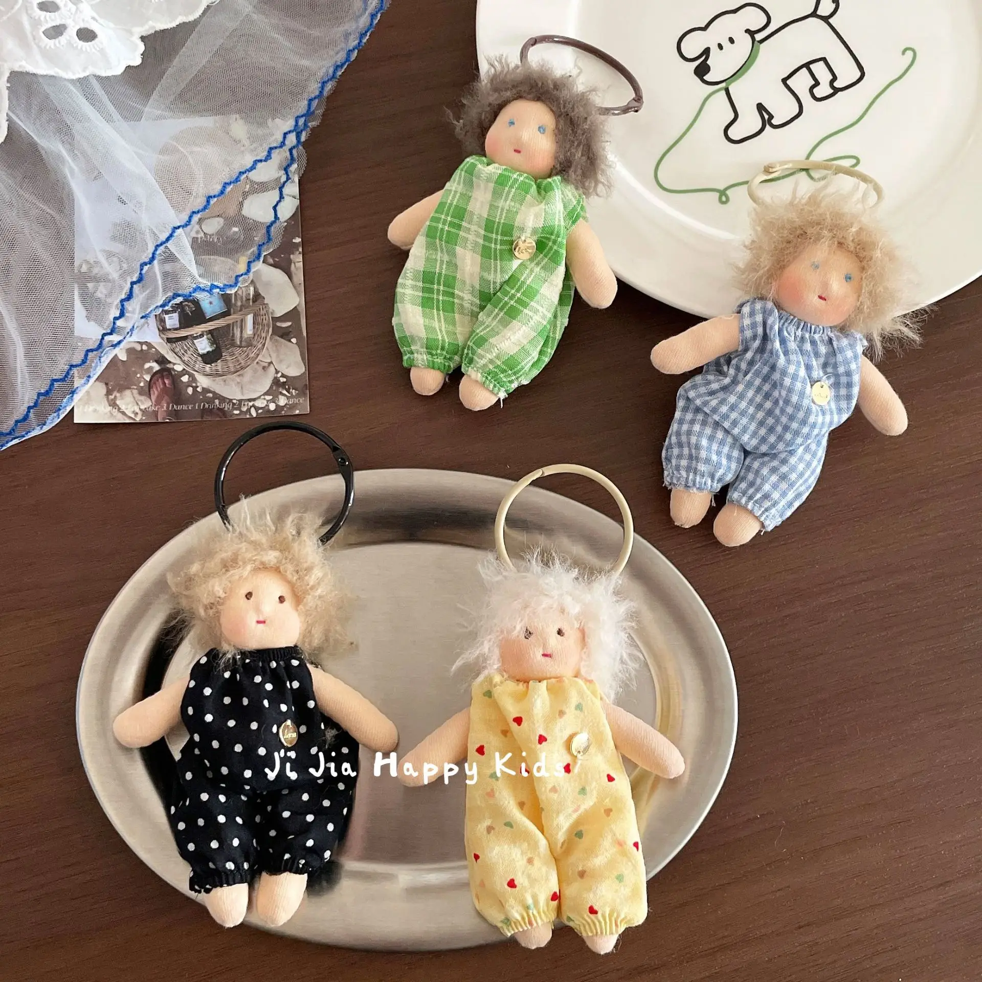 Keychain Handmade Floral Dress Long Hair Doll Cute Lightweight Pendant for Purse Backpack Suitcase Phone Ornament Gift