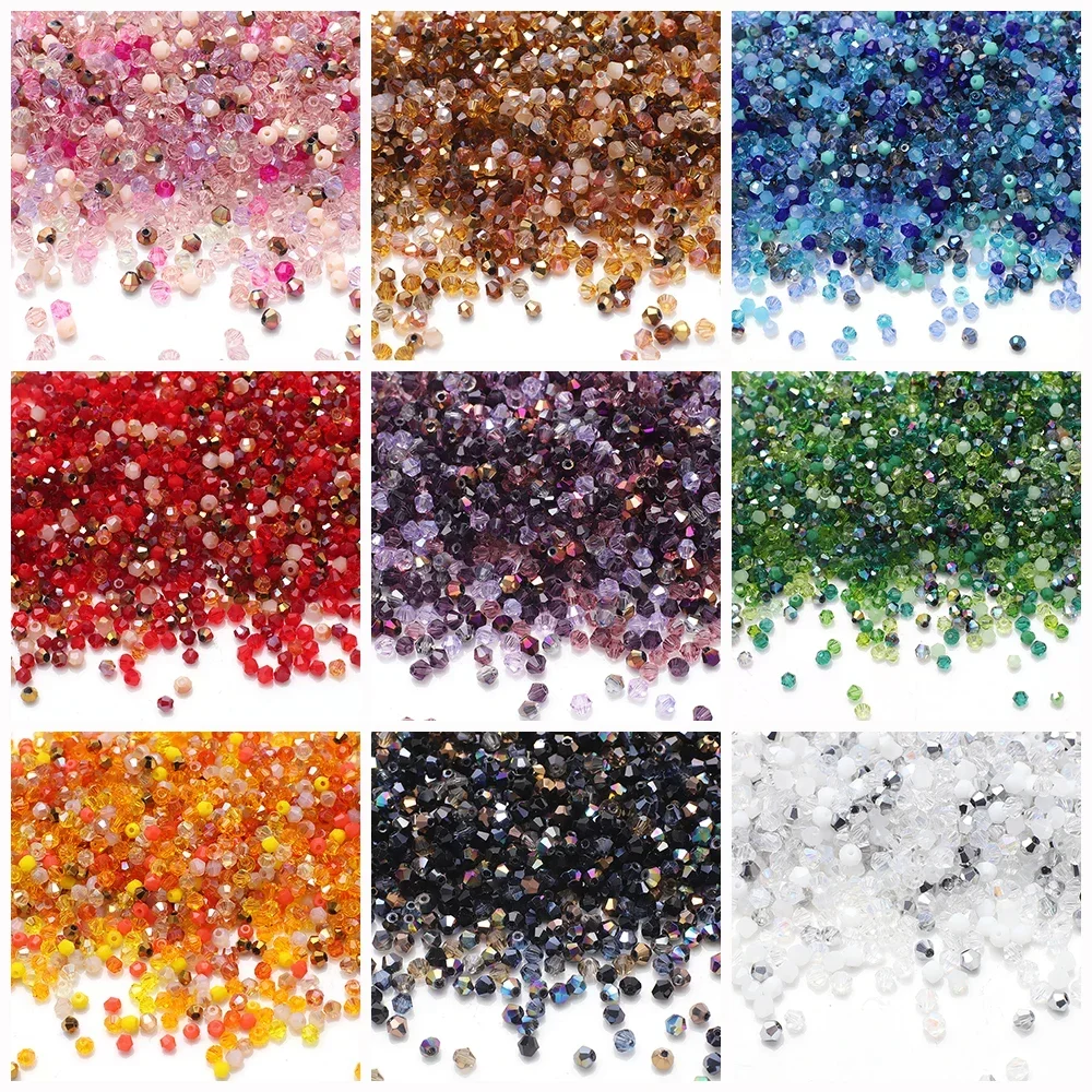 500pcs/Lot Mixed Color 2mm Brown Bicone Beads for Jewelry Making Faceted Glass Crystal Loose Spacer Beaded Crafts DIY Bracelet