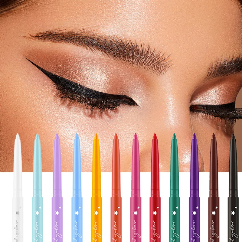 12 pezzi/set, set di penne per eyeliner colorate: impermeabili e opachi, ombretto per eyeliner in gel ad alto pigmento, trucco duraturo per gli occhi per le musica