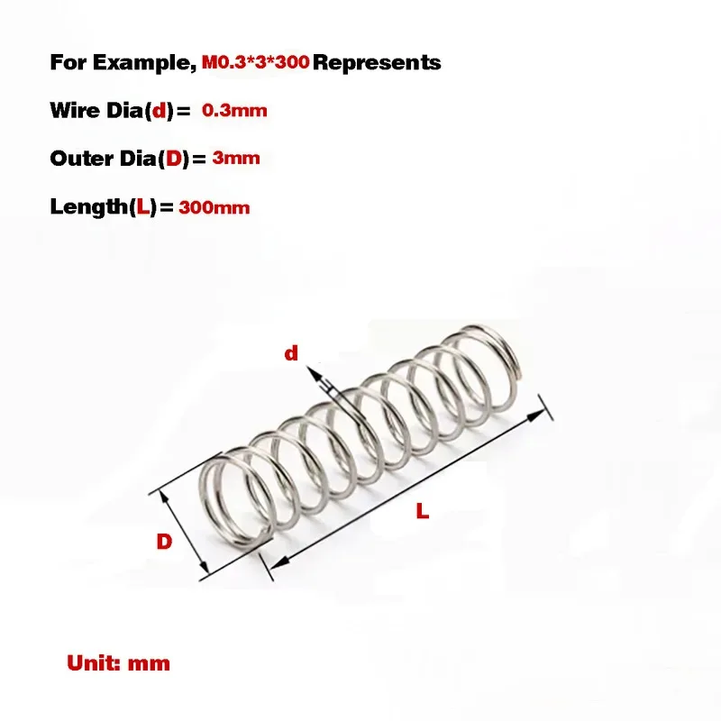 304 Stainless Steel Compression Spring Provides Constant Force and Long Term Stability for Precision Mechanisms 0.3 2mm Wire