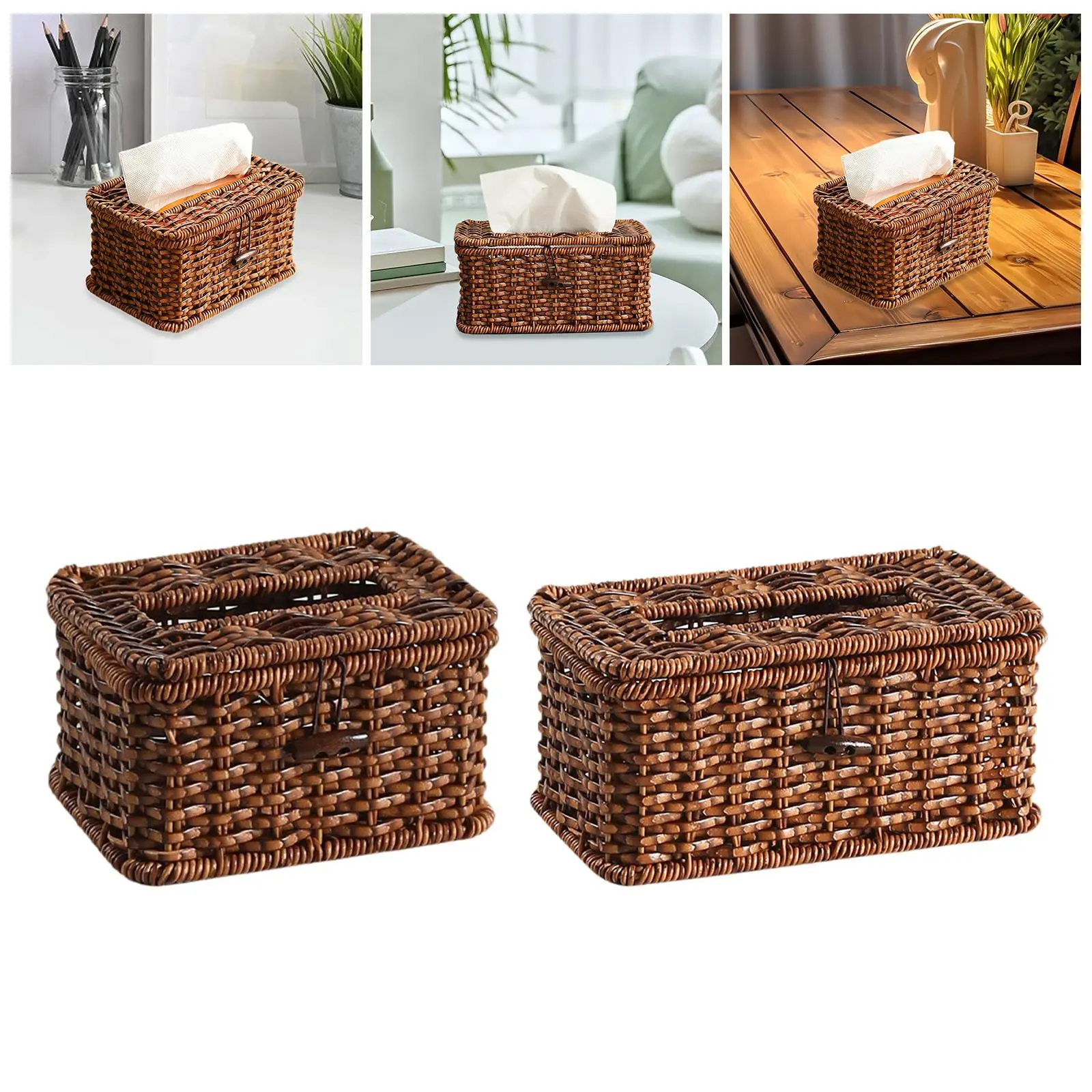 

Tissue Box Cover Tabletop Tissue Holder for Restroom Restaurant Living Room