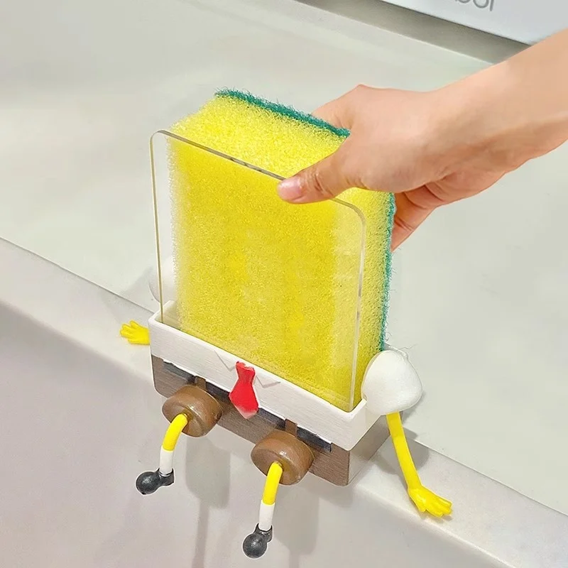 Dishwashing Cartoon Sponge Storage Rack Wash Dish Sink Drain Shelf Household Sponge Holder Support Organizer Kitchen Accessories