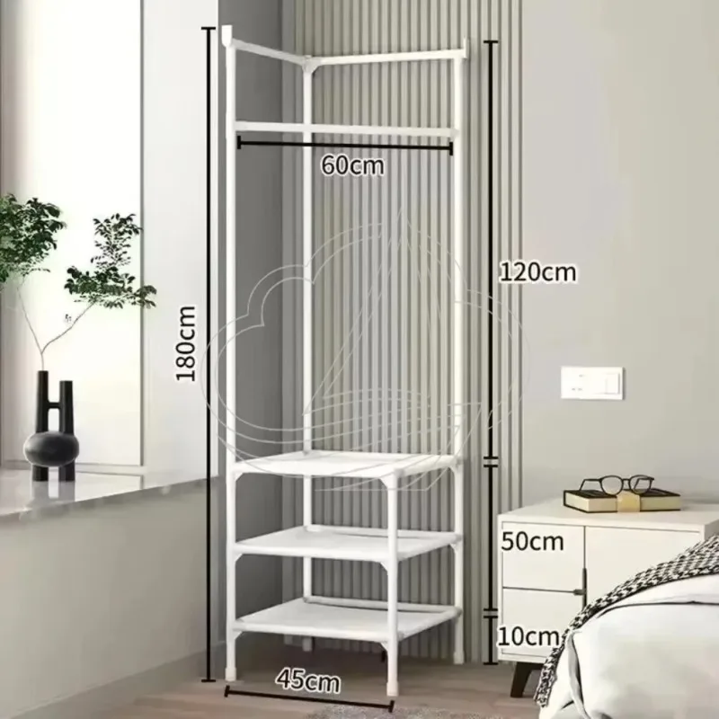 New Multi-Layer Corner Clothes Rack Metal Floor Standing Anti-Toppling Shoes Shelf Bedroom Organizer