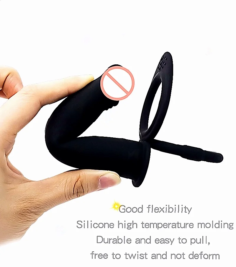 Consoladores para pene con cuentas anales de doble penetración, juguetes sexuales, anillo para pene para hombres, productos eróticos con correa, vibración de 10 frecuencias