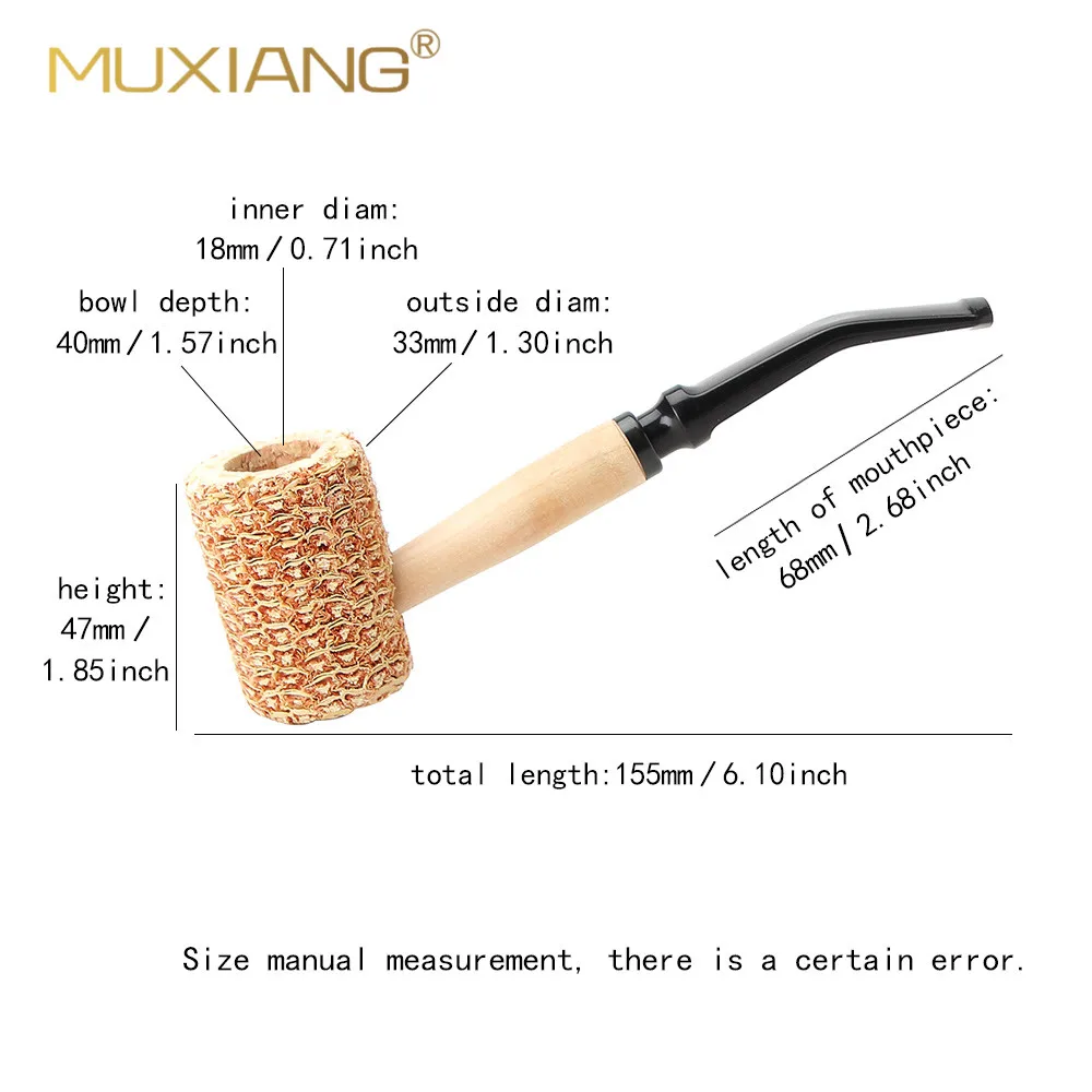 Corncob Pipes  ，Corn Tobacco Pipe ，Straight Cigarette Pipes Practice Smoking Pipe Smoking Cigarette Holder Mouthpiece Accessory