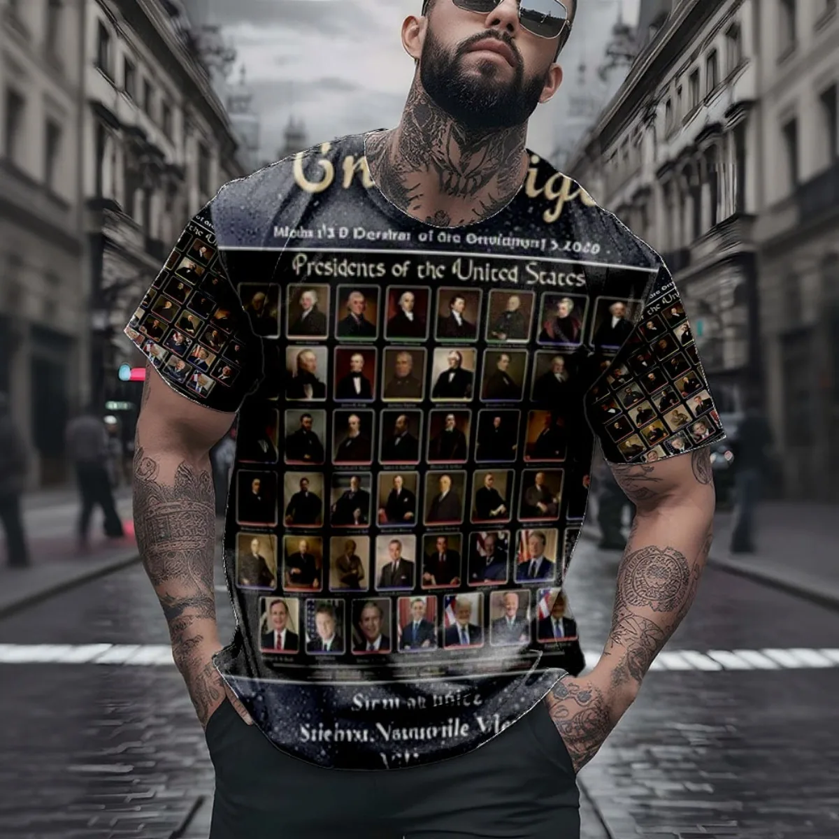 47 Presidents of the United States List (Updated including Trump) Poster New Arrival Fashion Men's Short Sleeve All-Over Print T