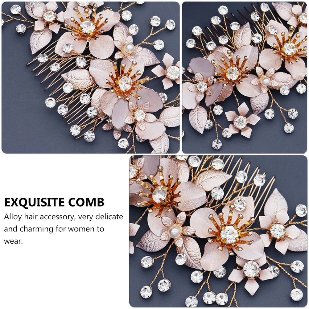

1Pcs Alloy Pearl Rhinestone Hair Comb Crystal Bridal Hair Accessory Charming Handmade Headdress Elegant Wedding Supply