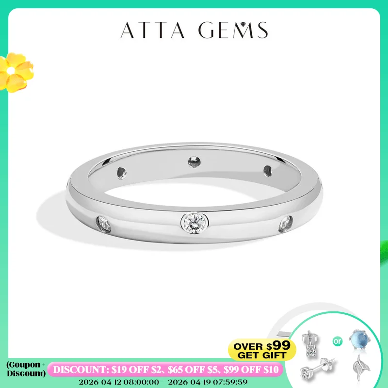 

ATTAGEMS ободок D цвет кольца с муассанитом s925 стерлингового серебра сверкающий браслет вечности для женщин ежедневный ювелирный сертификат