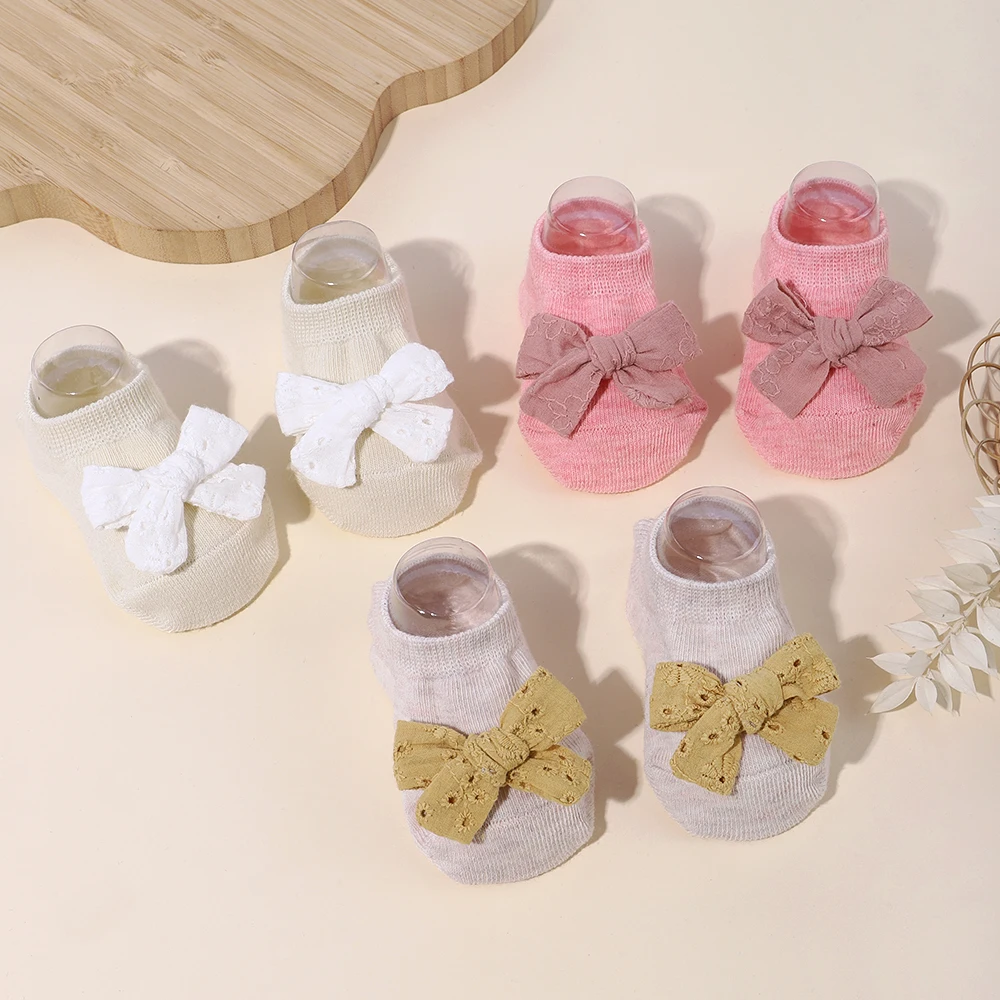 1 pair of baby socks hair band set cute bows short socks nylon elastic headband for 0-2Y newborn babe girl delicate gift set