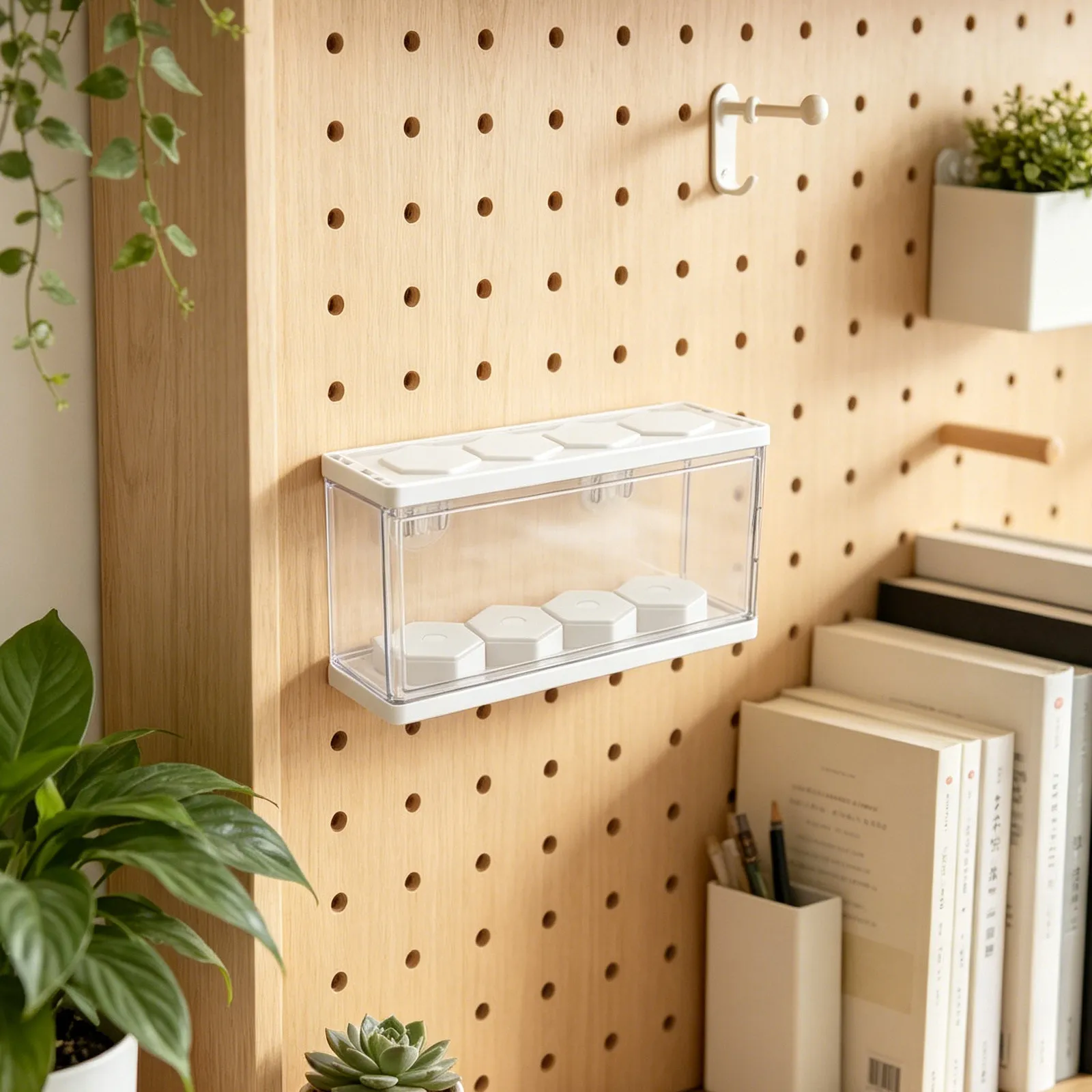 Pegboard Wall Figure Display Case Multi Purpose Clear Plastic Organizer for Action Figures Tools Crafting Supplies 10x6 Inches view 6