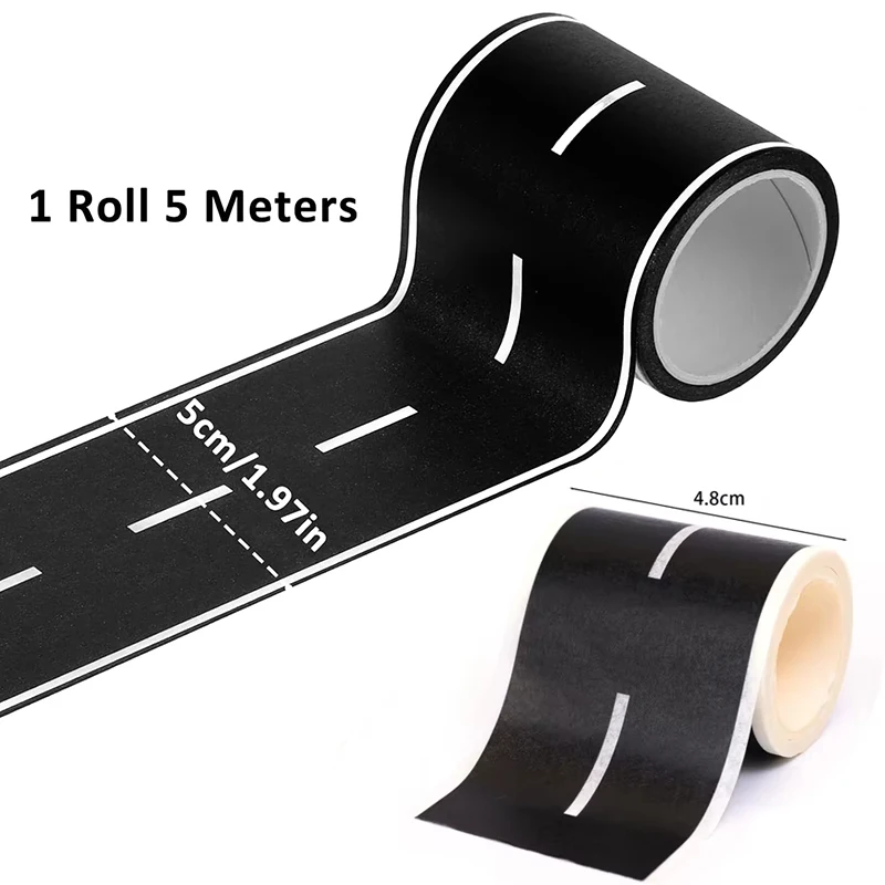 1-2 Rolls Reusable Road Tape Stickers Black Highway Track For Kids Toy Car Racing Party Floor Table Decoration Supplies Set Kit