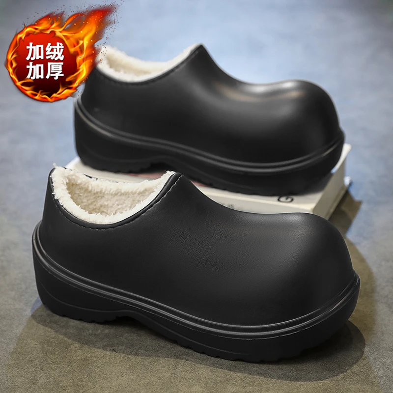 

Зимние мужские лоферы с большой головкой, домашняя непромокаемая обувь для шеф-повара, легкая уличная противоскользящая непромокаемая обувь, повседневная женская обувь 2025