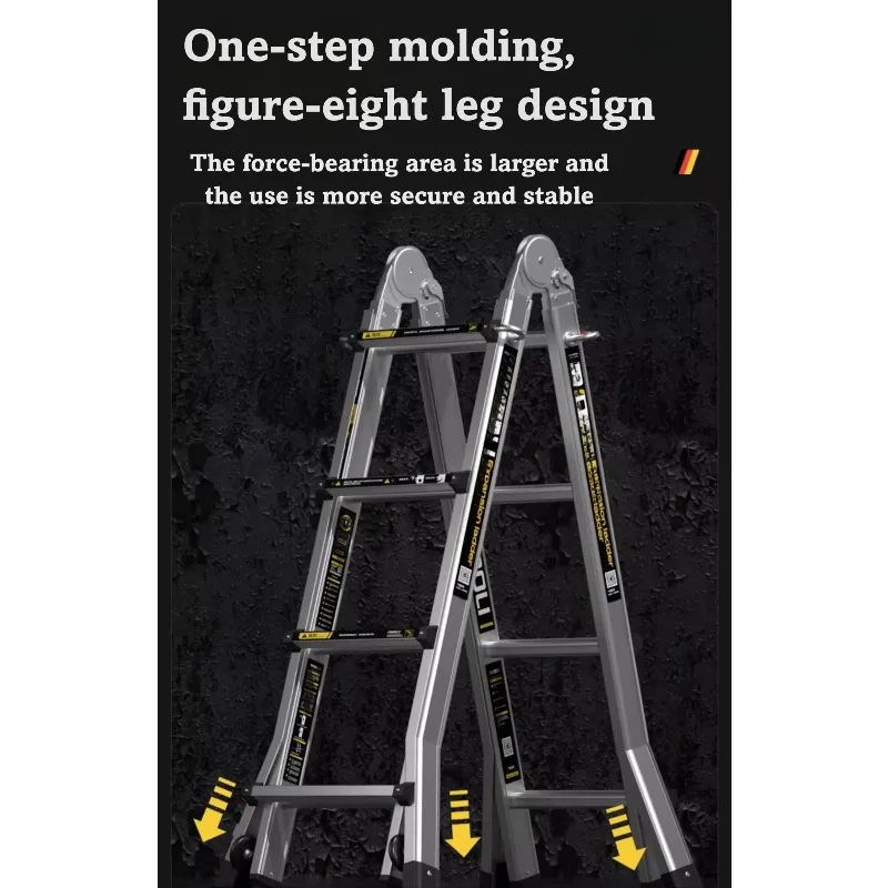 Aluminum Alloy Telescopic Ladder Multifunctional Herringbone Design for Household and Engineering Applications