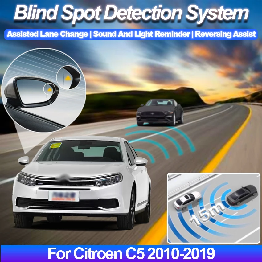 Radar Detector For Car BSD BSM BSA Blind Area Spot Warning Drive Mirror Microwave Detection System For Citroen C5 2010-2019
